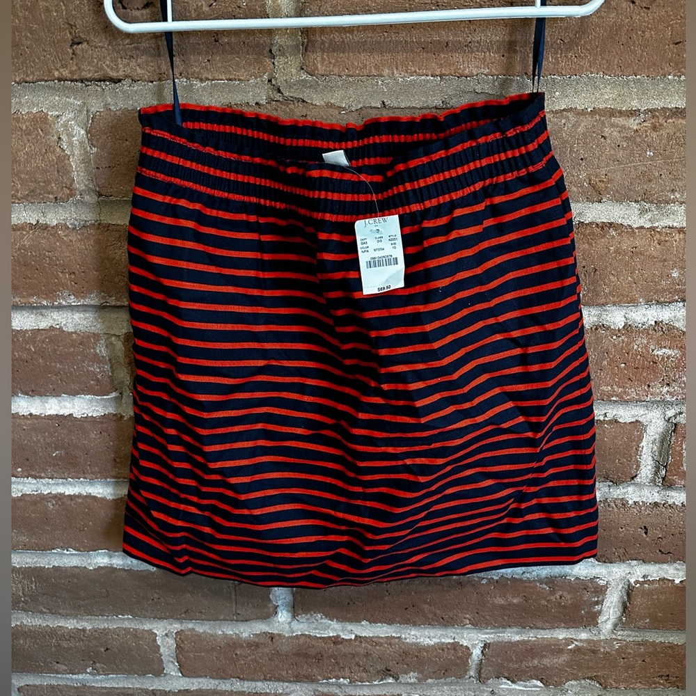Jcrew red and navy stripe pull on skirt size 10 with tag